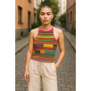 NWT Zara Chunky Knit Colorful Cotton Tank Top M